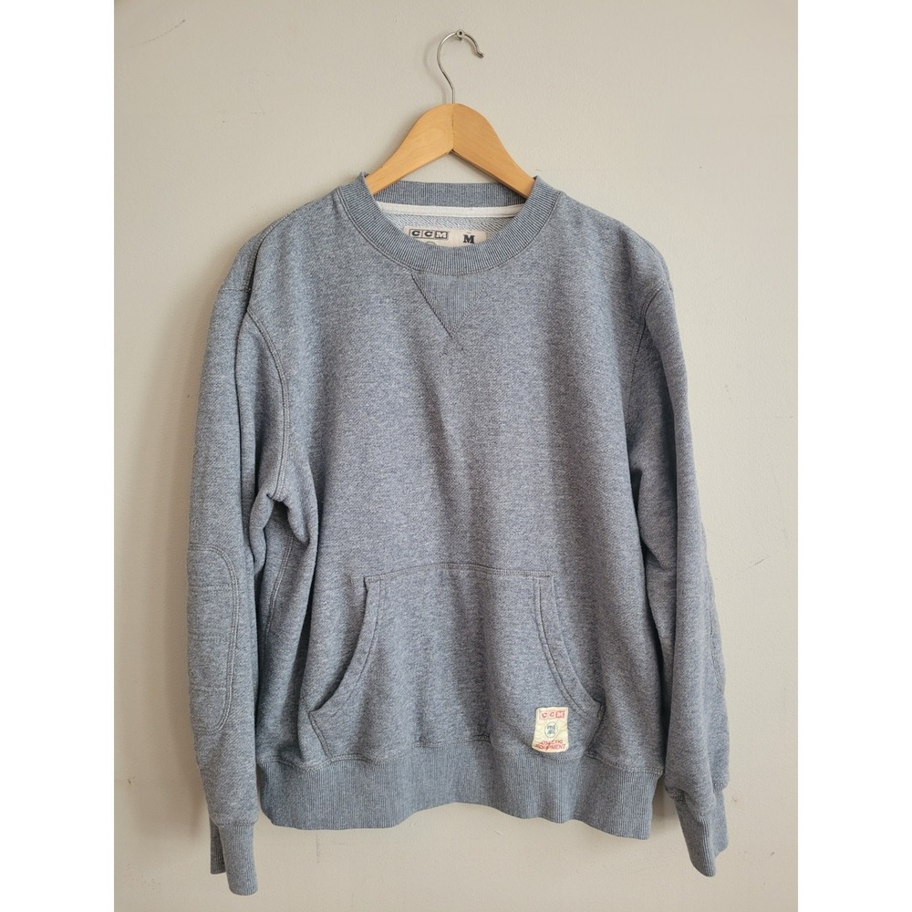 Vintage CCM Pro OKD NHL Sweatshirt Mens M Gray Elbow Patch 80s 90s Hockey
